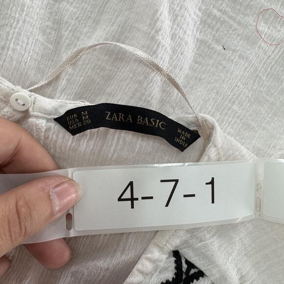 Zara‎ Basic Blouse Womens Medium Pink Black Embroidered Sleeveless Boho Top - Picture 3 of 7